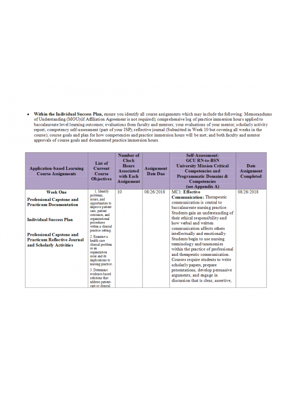NRS 490 Topic 1 Assignment; Individual Success Plan