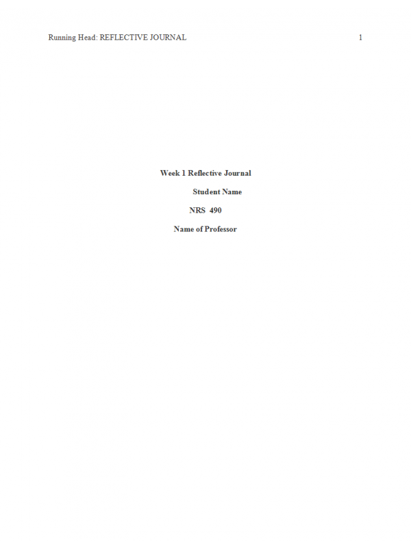 NRS 490 Topic 1 Professional Capstone and Practicum Reflective Journal