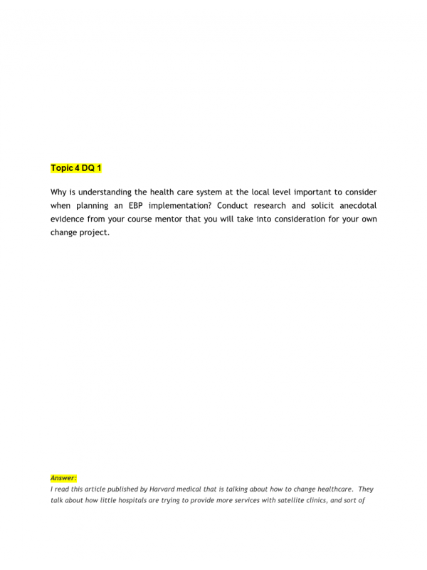 NRS 490 Topic 4 Discussion Question 1