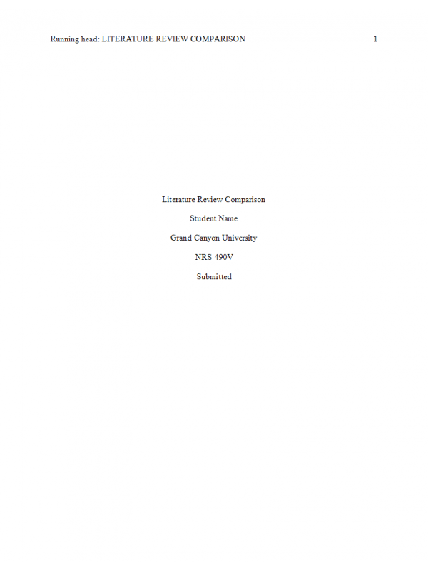 NRS 490 Topic 6 Assignment; Literature Review