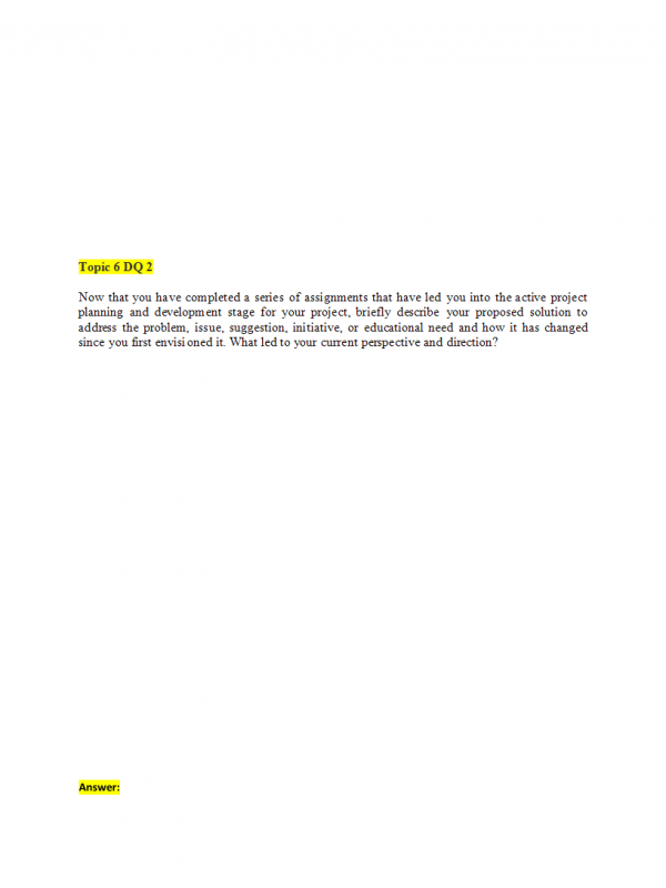 NRS 490 Topic 6 Discussion Question 2