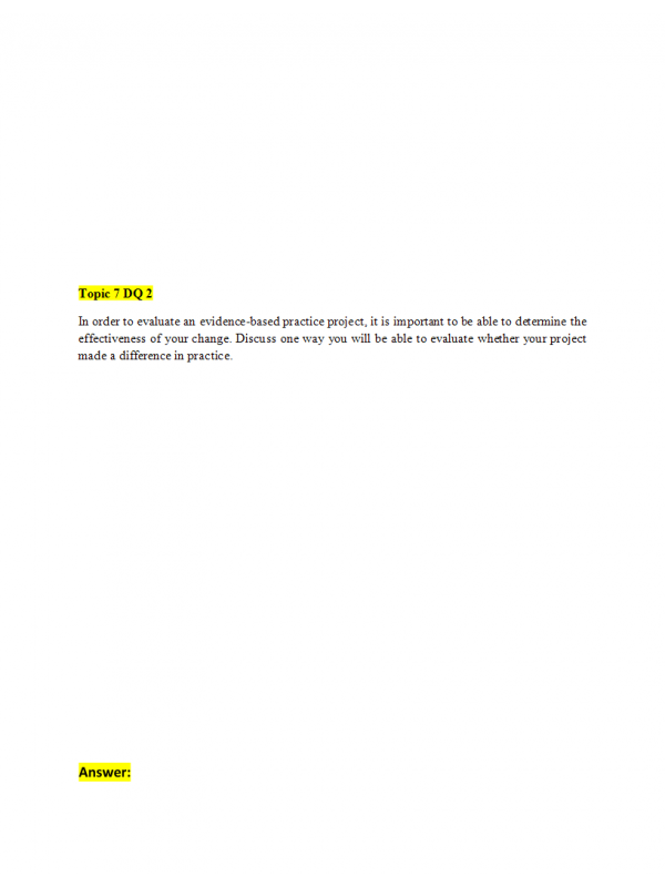 NRS 490 Topic 7 Discussion Question 2