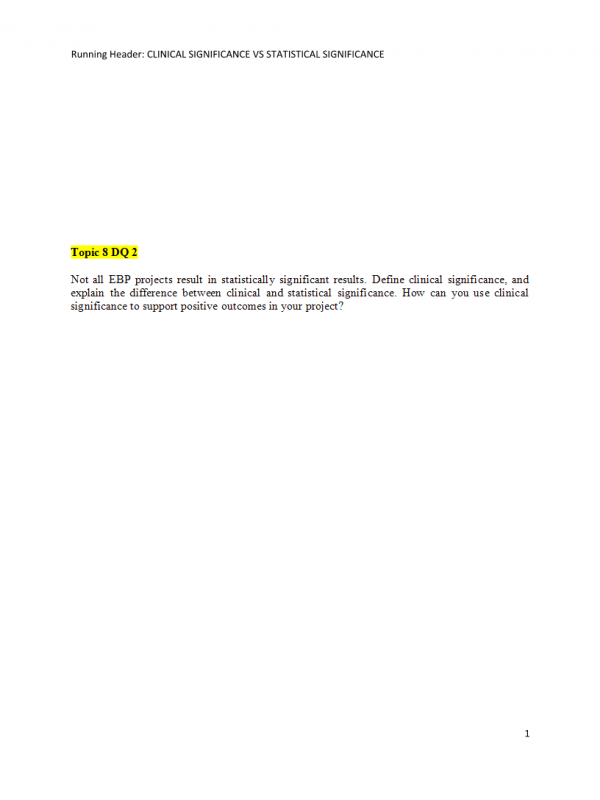 NRS 490 Topic 8 Discussion Question 2