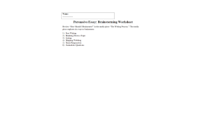 PHI 105 Topic 2 Assignment; Persuasive Essay Brainstorm Worksheet