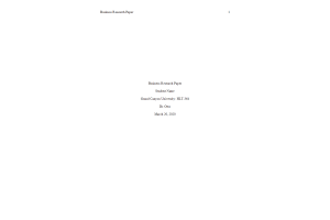 HLT 364 Topic 8 Assignment: Business Research Paper - Final Draft