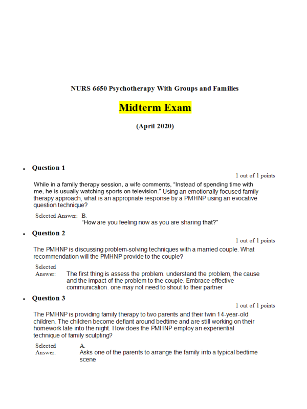 NURS 6650 Week 6 Midterm Exam