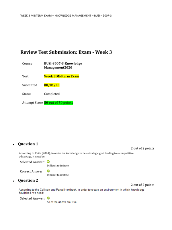 BUSI 3007-3Week 3 Midterm50 out of 50 Points