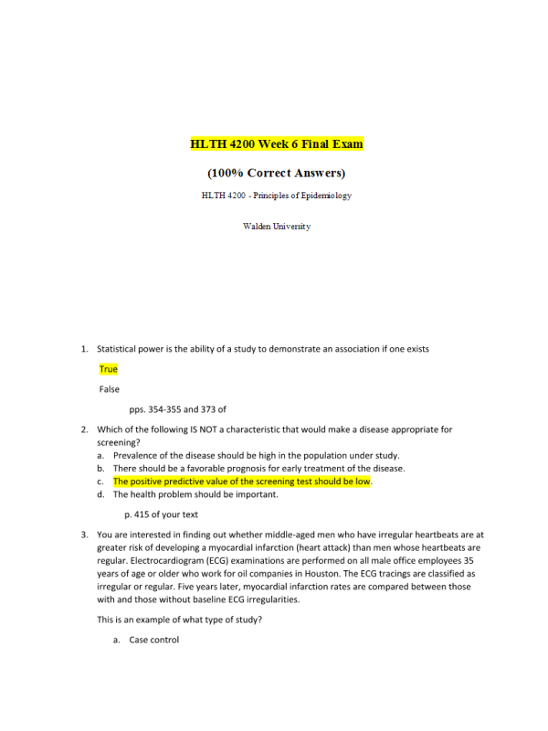 HLTH 4200 Week 6 Final Exam (All Correct)
