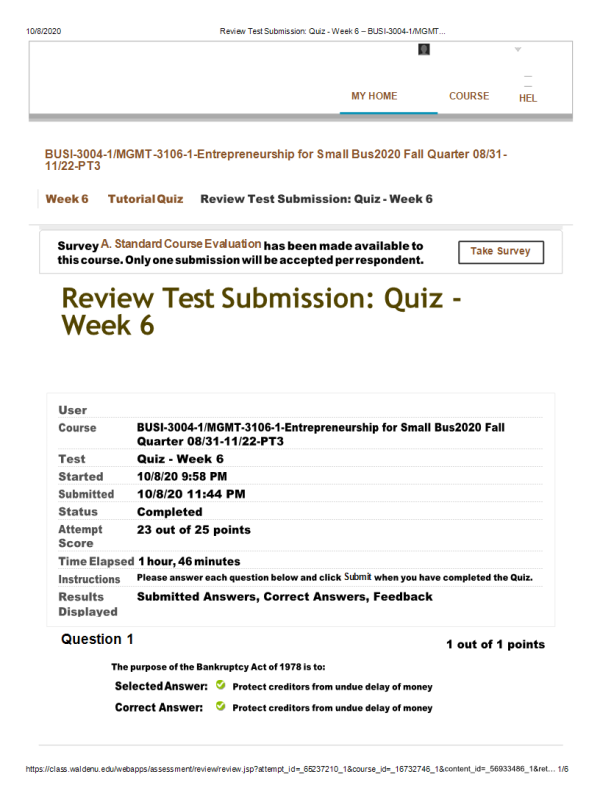 BUSI 3004 Week 6 Quiz