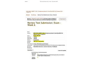BUSI 3004-1, MGMT-3106-1-Entrepreneurship for Small Bus; Exam - Week 6 Final (100% Correct)