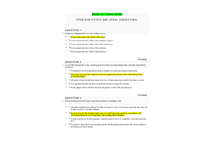 COUN 6306 Ethics and Legal Issues; Week 10 Final Exam (Score 25 out of 25 Points)
