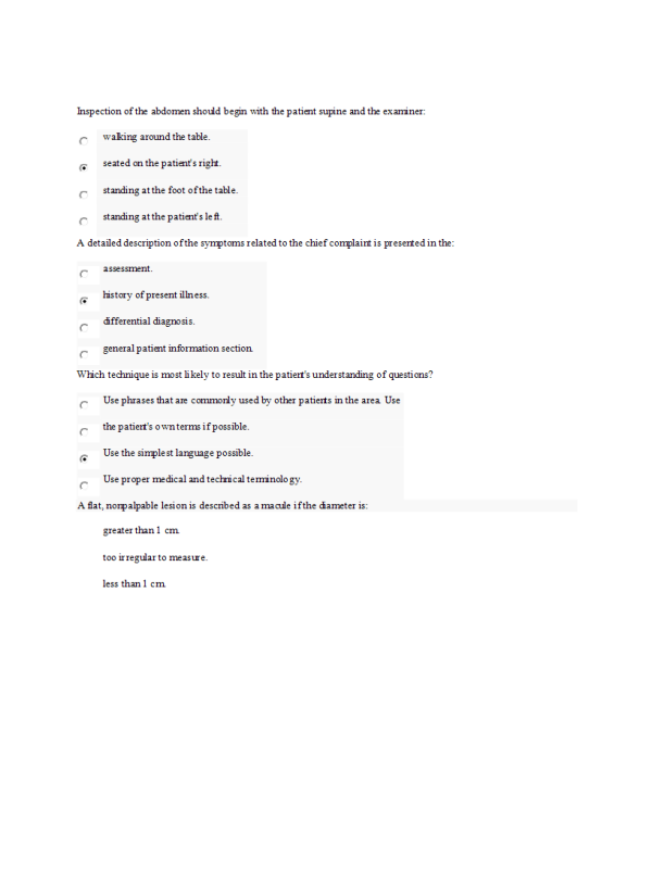 NURS 6512N-50, Advanced Health Assessment; Week 6 Midterm Exam
