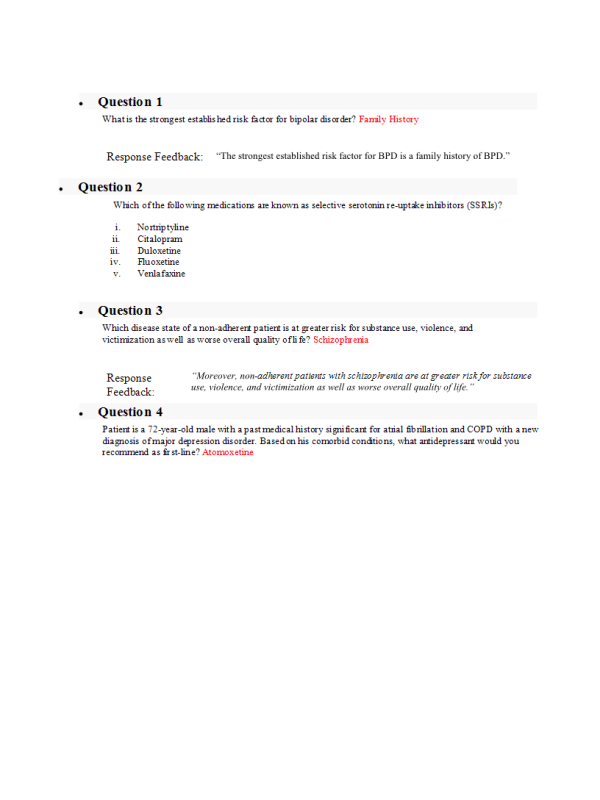 NURS 6630N, Approaches to Treatment; Midterm Exam - Week 6