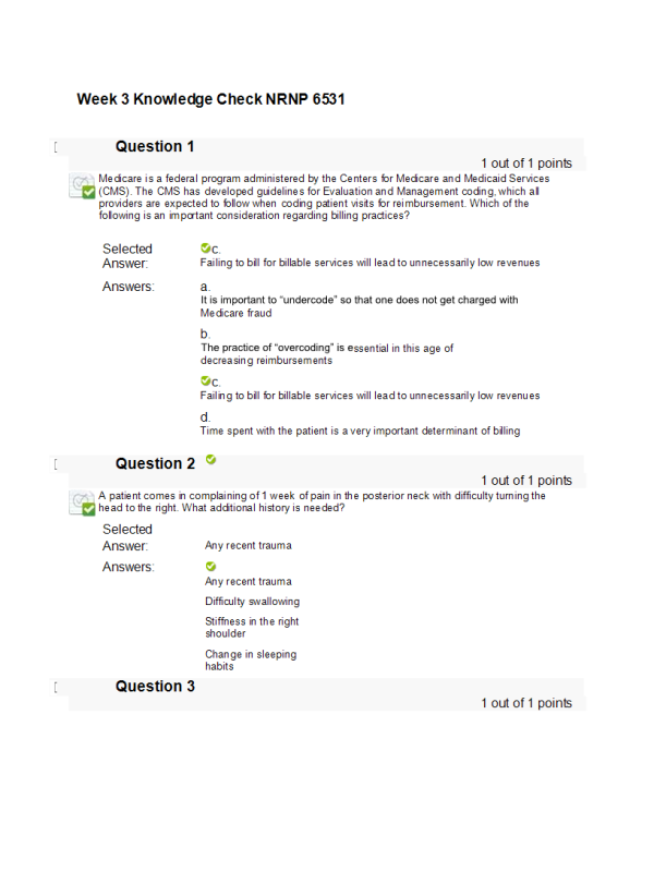 NRNP 6531 Week 3 Knowledge Check; Advanced Nursing Practice Competencies, Knowledge Check