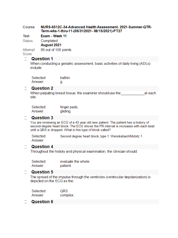 NURS 6512C-34 Week 11 Final Exam