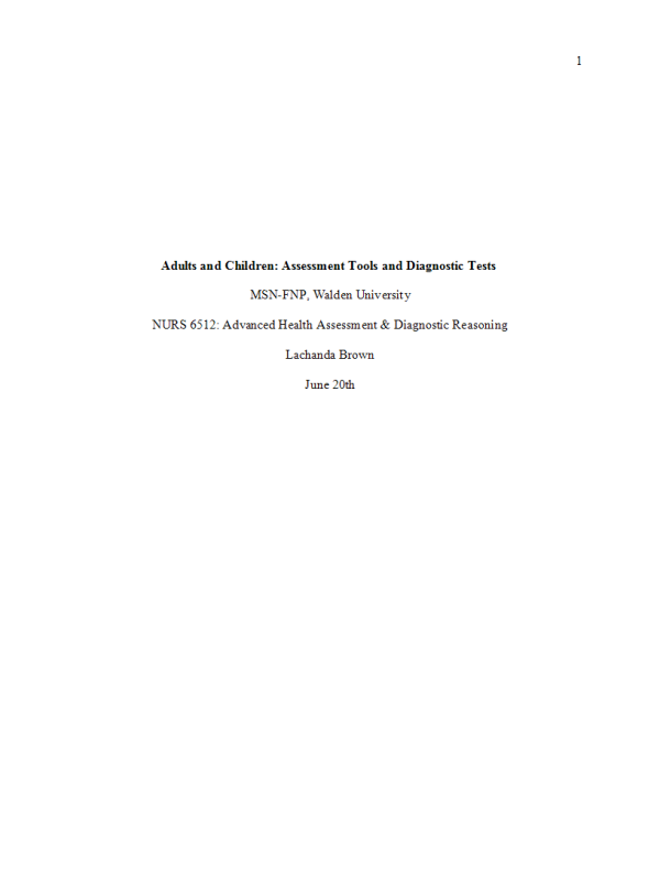 NURS 6512 Week 3 Case Study Assignment; Assessment Tools and Diagnostic; (Case) Overweight 5-year-old black boy