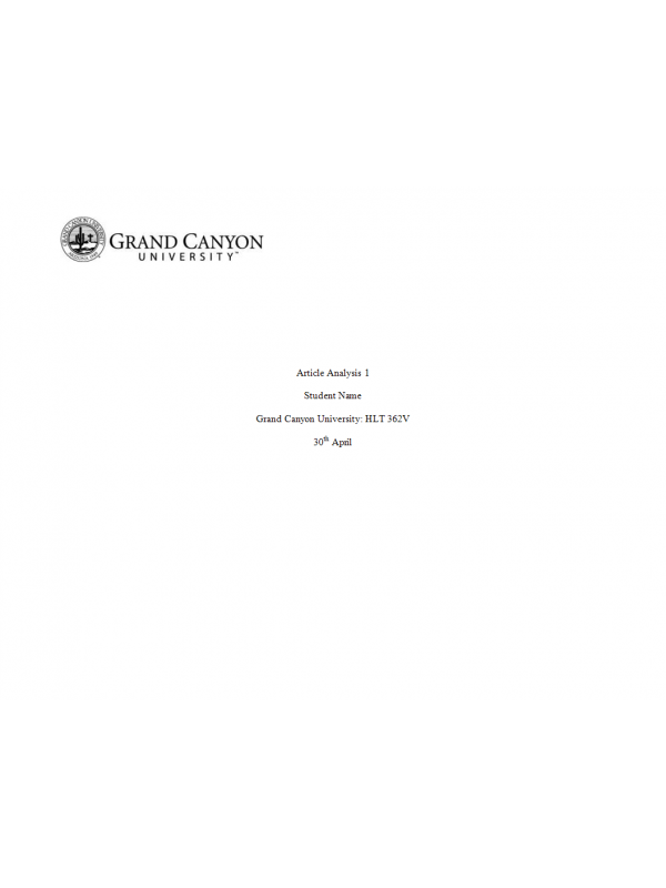 HLT 362V Topic 2 Assignment; Article Analysis 1 | Course Resources