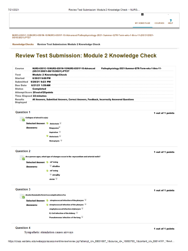 NURS-6501C-10, NURS-6501N-10, NURS-6501F-10 Module 2 Knowledge Check