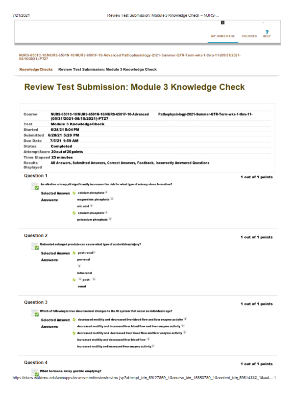 NURS-6501C-10, NURS-6501N-10, NURS-6501F-10 Module 3 Knowledge Check