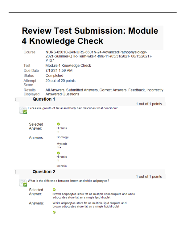 NURS-6501C-24, NURS-6501N-24 Module 4 Knowledge Check