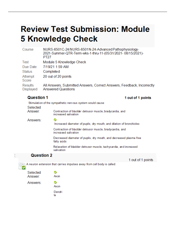 NURS-6501C-24, NURS-6501N-24 Module 5 Knowledge Check