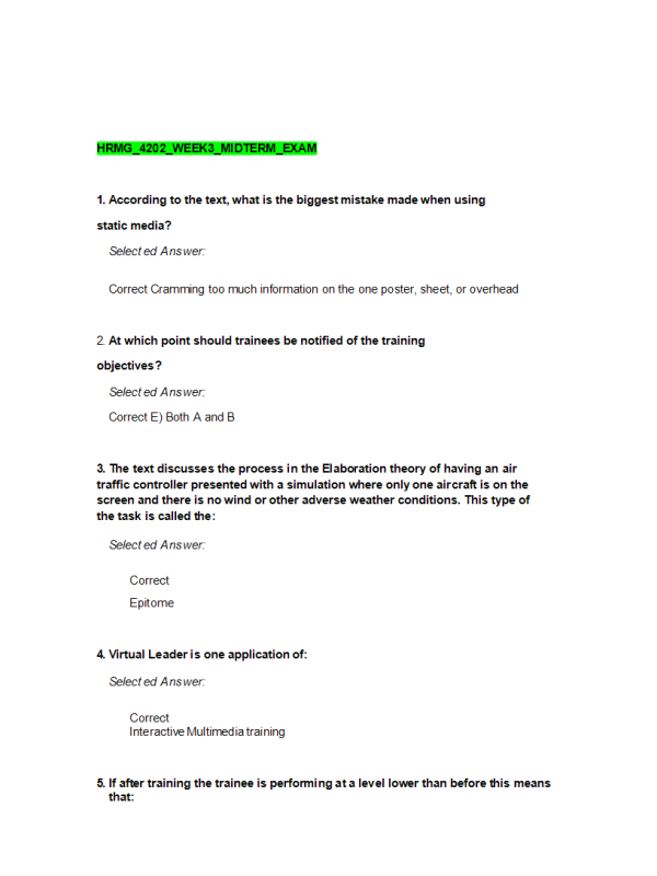HRMG 4202 Week 3 Midterm Exam (100% Correct)