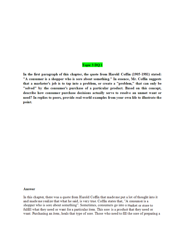 MKT 315 Topic 3 Discussion Question 1