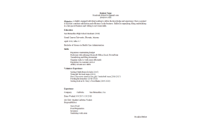 MKT 315 Topic 4 Assignment; Resume and Cover Letter