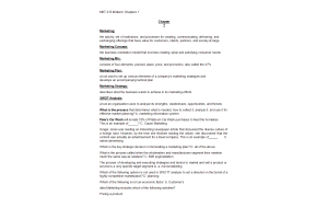 MKT 315 Topic 4 Midterm Chapters 1 - 4