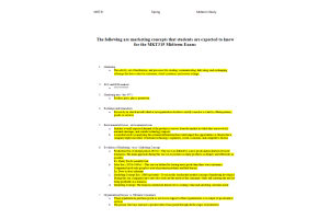 MKT 315 Topic 4 Midterm Study Guide