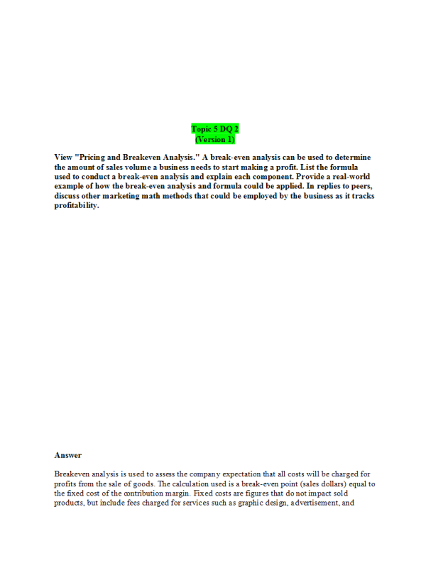 MKT 315 Topic 5 Discussion Question 2