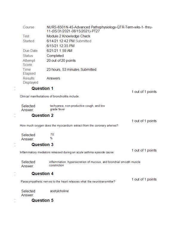 NURS 6501 Week 3 Knowledge Check