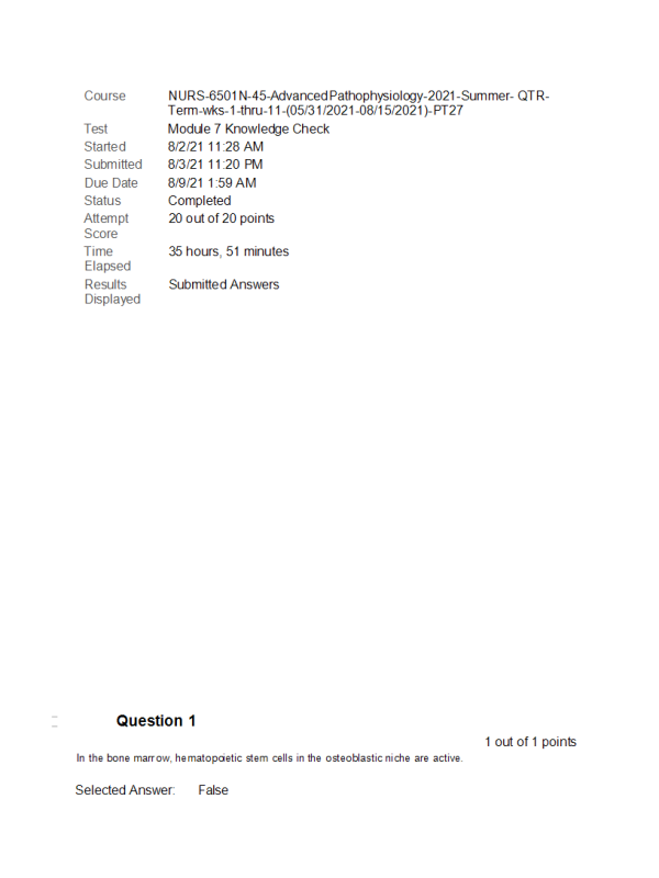 NURS 6501 Week 10 Knowledge Check