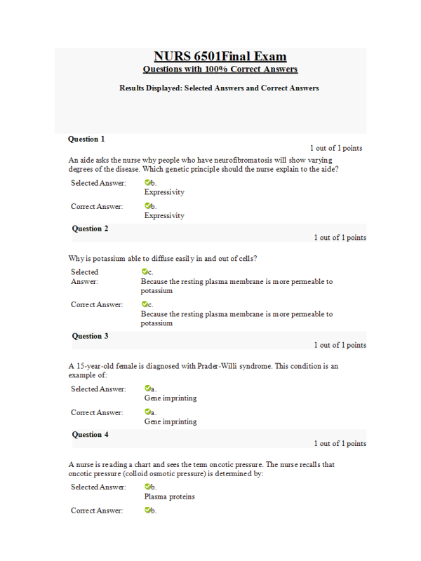 NURS 6501 Week 11 Final Exam