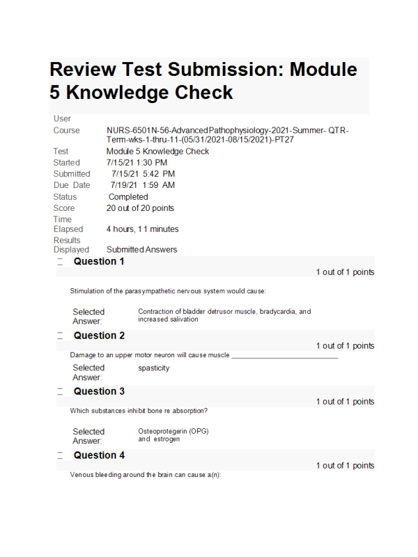NURS 6501 Week 7 Knowledge Check100% Correct 