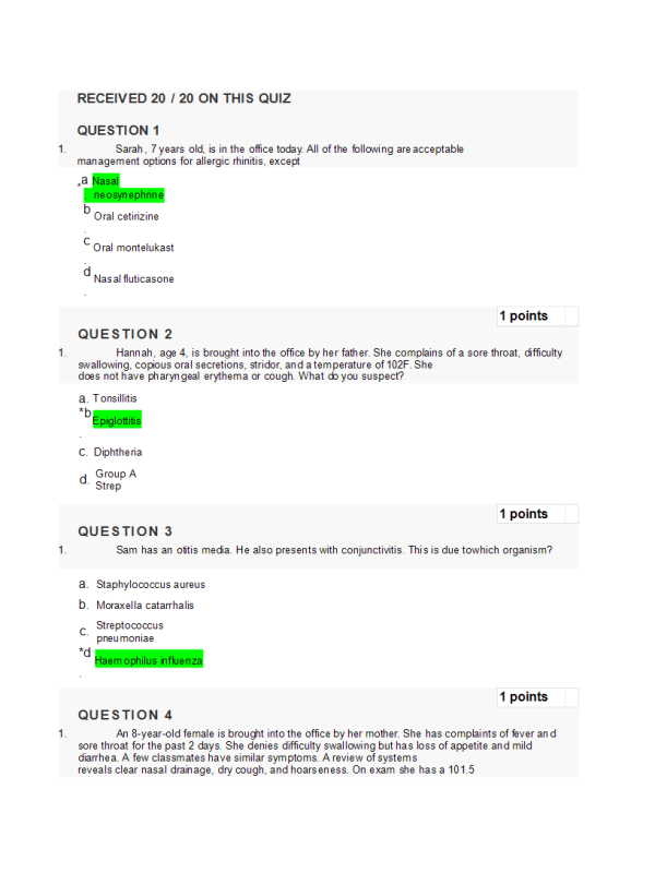 NRNP 6541 Week 6 Quiz-Knowledge Check