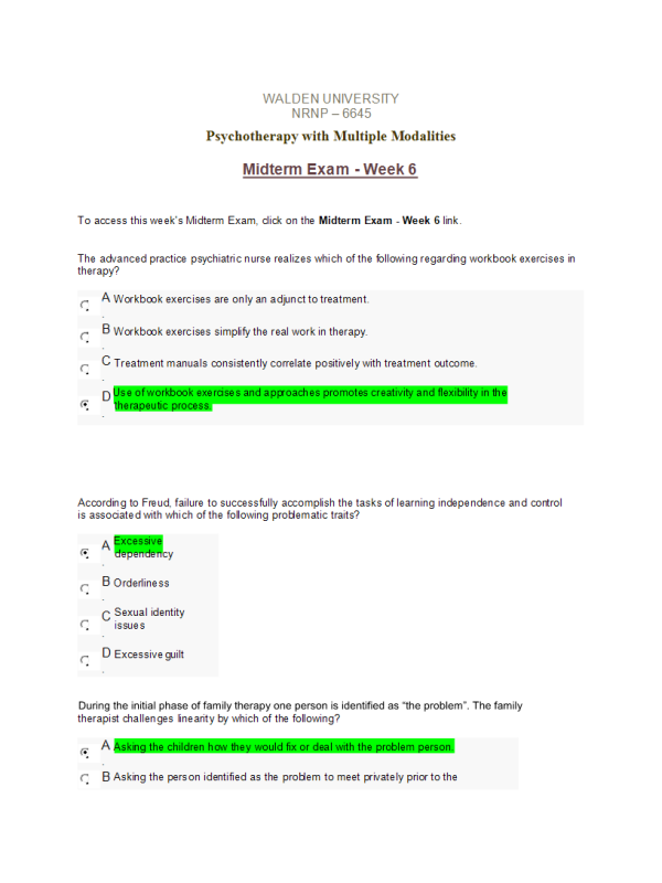 NRNP 6645 Week 6 Midterm Exam