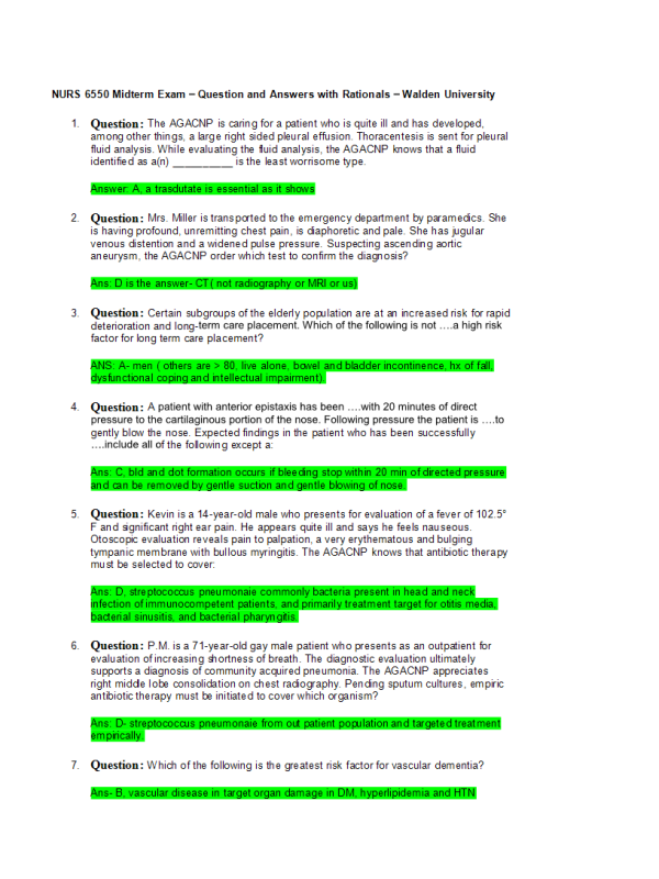 NURS 6550 Midterm ExamSpring Qtr