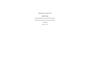 COUN 6360 Week 3 Assignment; Client Intake Assessment; Part 1