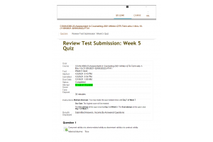 COUN 6360 Week 5 Competency Quiz; Reliability and Validity
