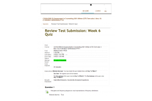 COUN 6360 Week 6 Competency Quiz; Psychometrics
