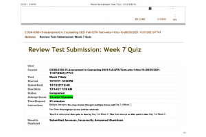COUN 6360 Week 7 Competency Quiz; Norm Groups and Standard ScoresFall Qtr)