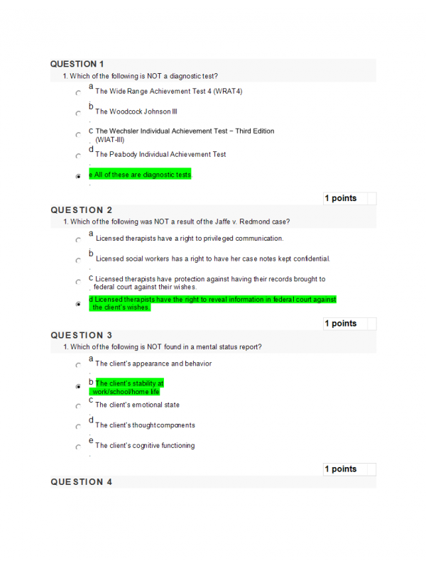 COUN 6360 Week 10 Final Exam (Winter Session)