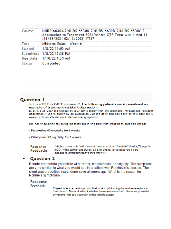 NURS 6630 Week 6 Midterm Exam