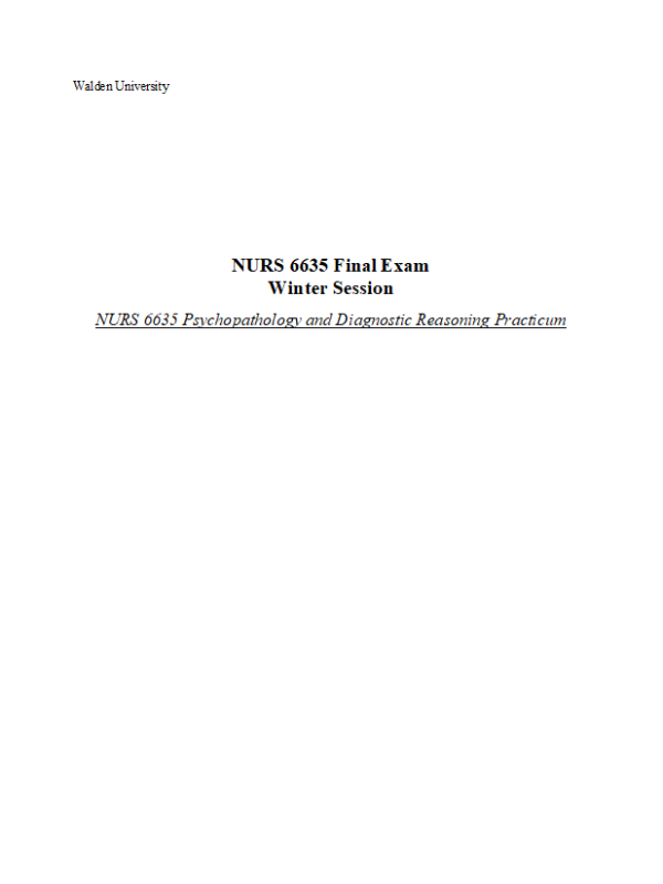 NURS 6635 Week 11 Final Exam