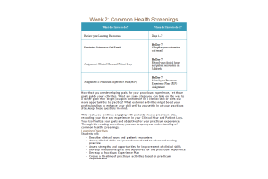PRAC 6552 Week 2 Common Health Screenings; Learning Resources