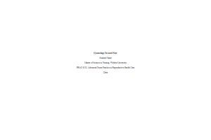 PRAC 6552 Week 3 Assignments 2; Episodic Visit; Gynecology Focused Note
