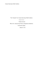 PRAC 6552 Week 7 Assignment 1; AGPCNP Students Episodic Visit Common Gynecologic Health Conditions