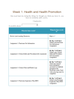 PRAC 6552 Week 1 Health and Health Promotion; Learning Resources