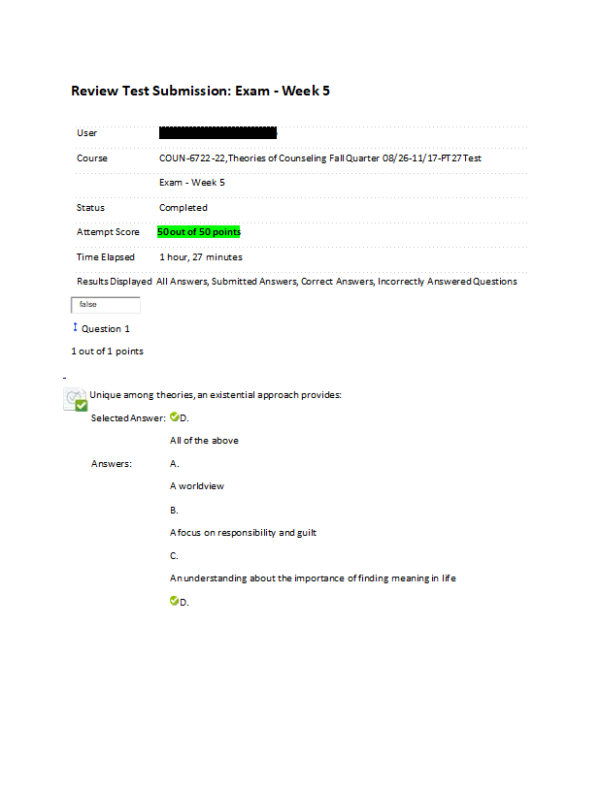 COUN 6722-22 Week 5 Midterm Exam (100% Correct)